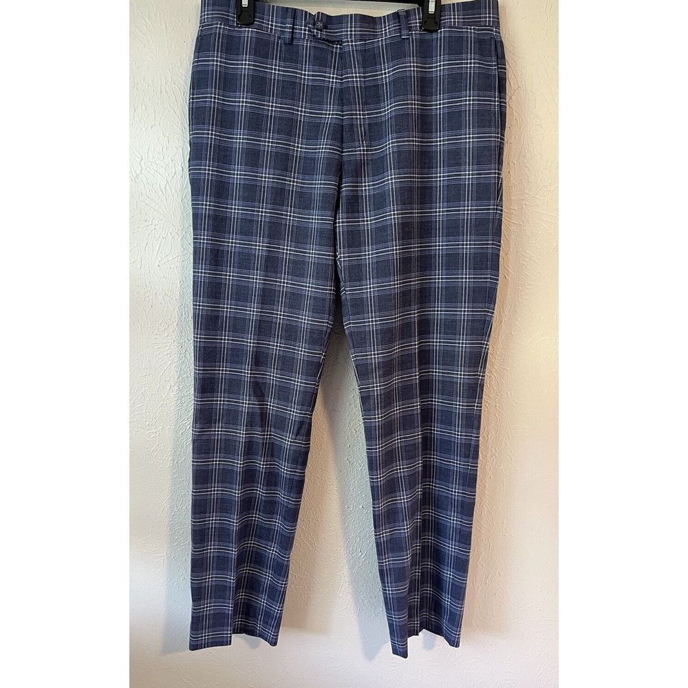 English Laundry Blue Plaid Dress Pants Size 35W Inseam 31  $145‎